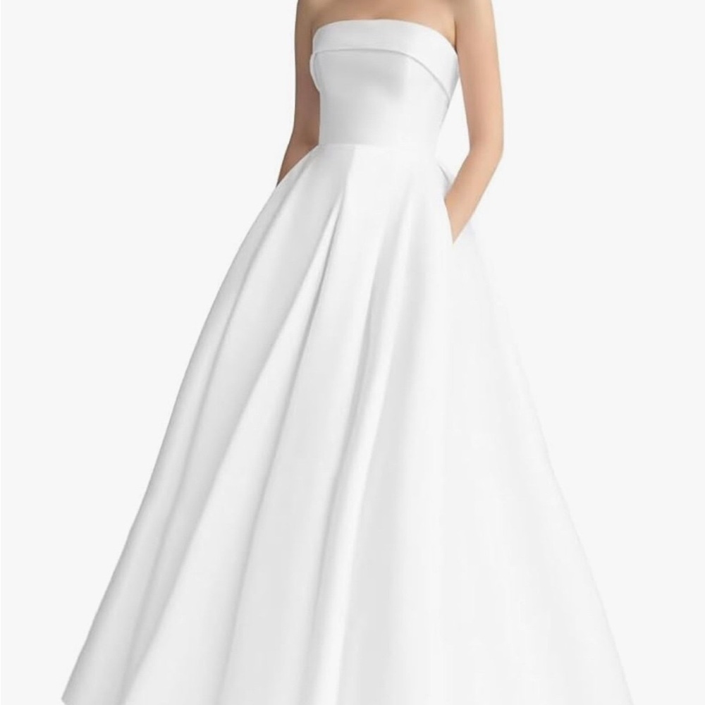 Off-White Satin A-Line Wedding Gown